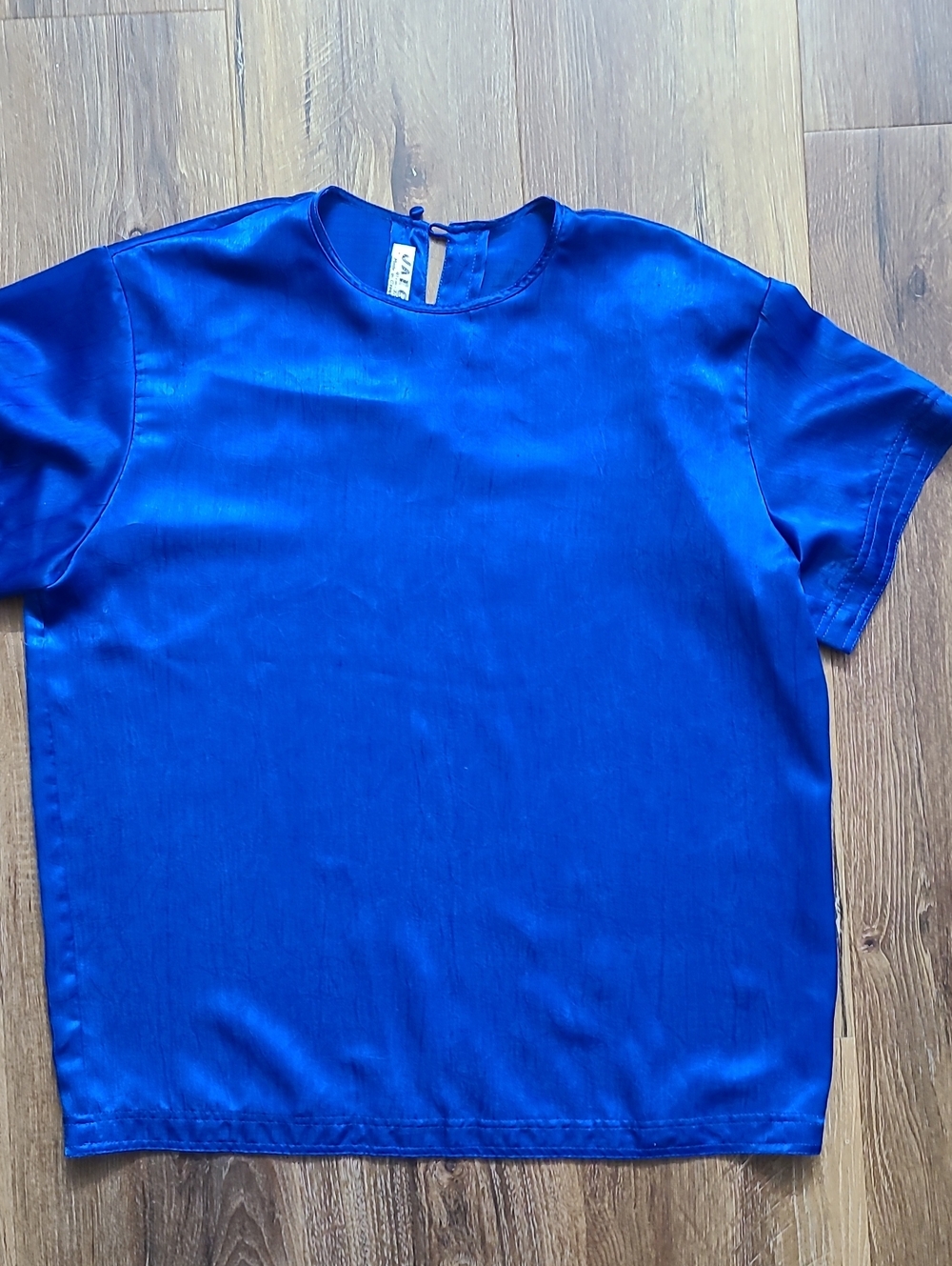 Women's Short Sleeve Satin T-Shirt in Royal Blue